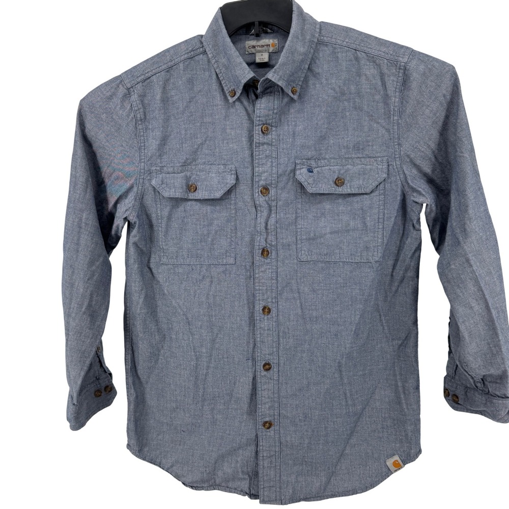 Carhartt Shirt Mens M Blue‎ Long Sleeve Button DownRelaxed Fit Chambray Workwear